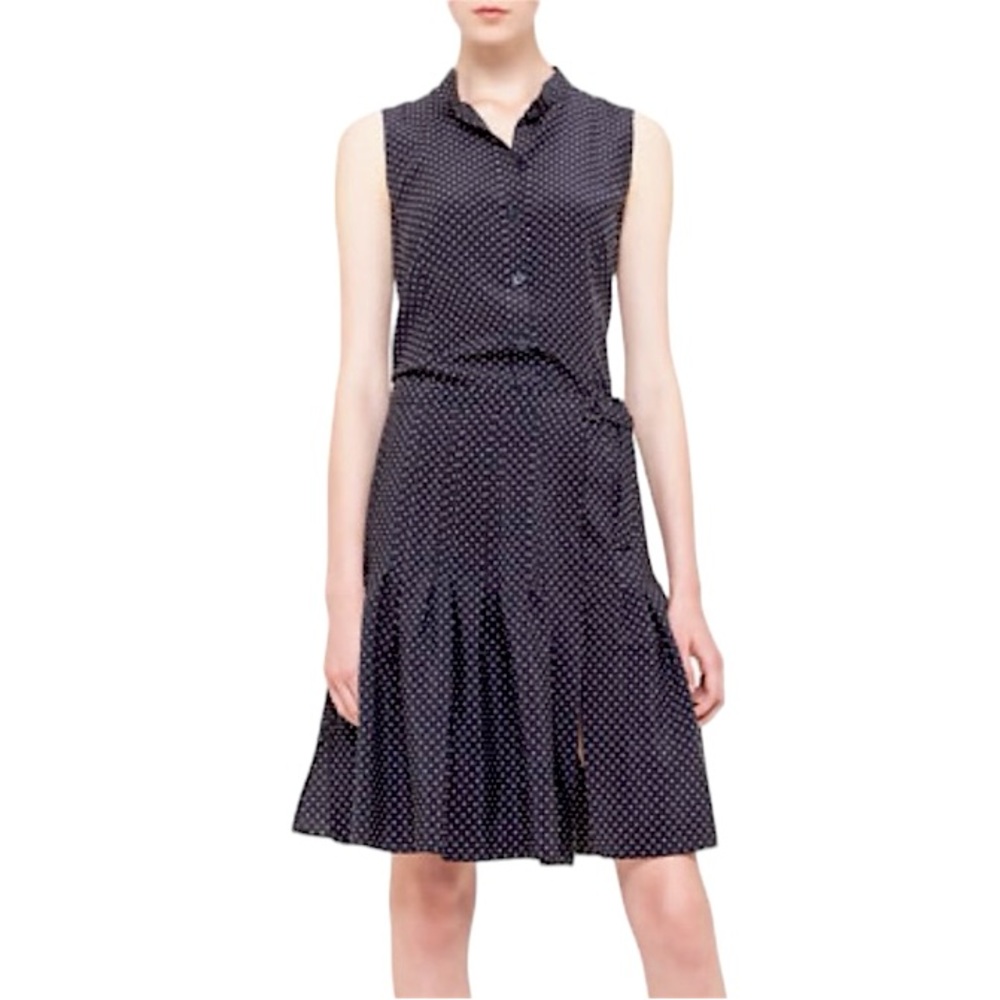 Akris Punto Navy and White Polka Dot Midi Dress